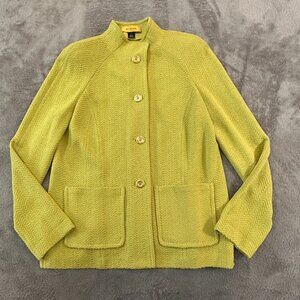 St. John Chartreuse Green Wool Jacket Women's Small Gold Buttons